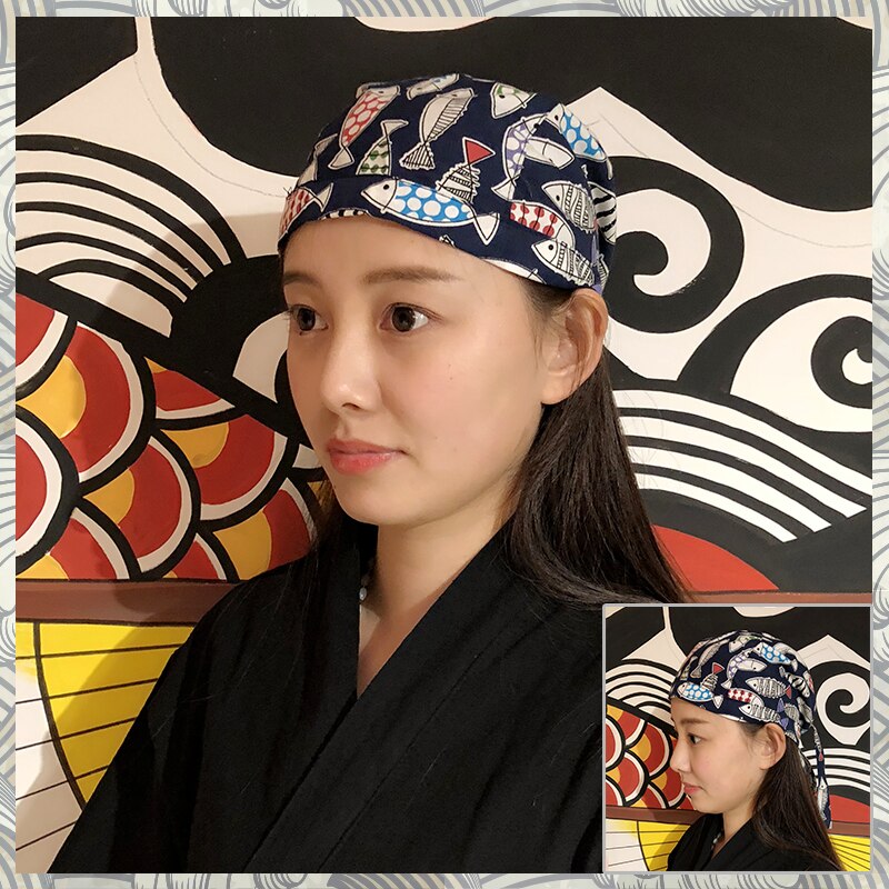 Cuisine Headscarf Chef&#39;s Hat Japanese Restaurant Uniforms Sushi Cook Cap Unisex Kitchen Job Japanese Sushi Hat