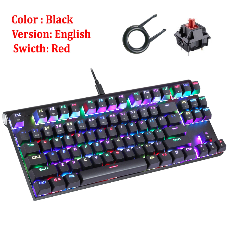 Original Motospeed CK101 Wired Mechanical Keyboard Metal 87 Keys RGB Blue Red Switch Gaming LED Backlit Anti-Ghosting for Gamer