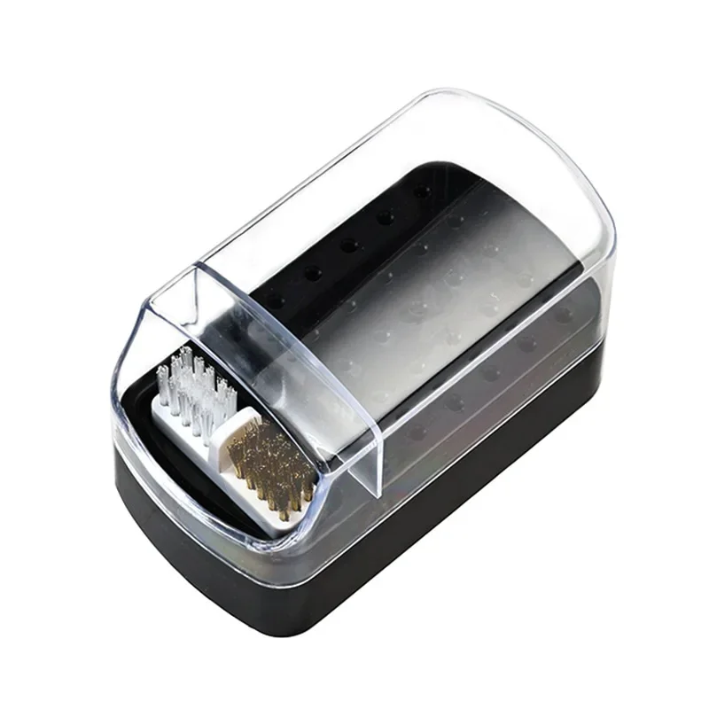 Soporte para brocas de uñas, estuche organizador de 30 agujeros con cepillo de limpieza, soporte para cabezal de molienda de salón, soporte organizador de manicura