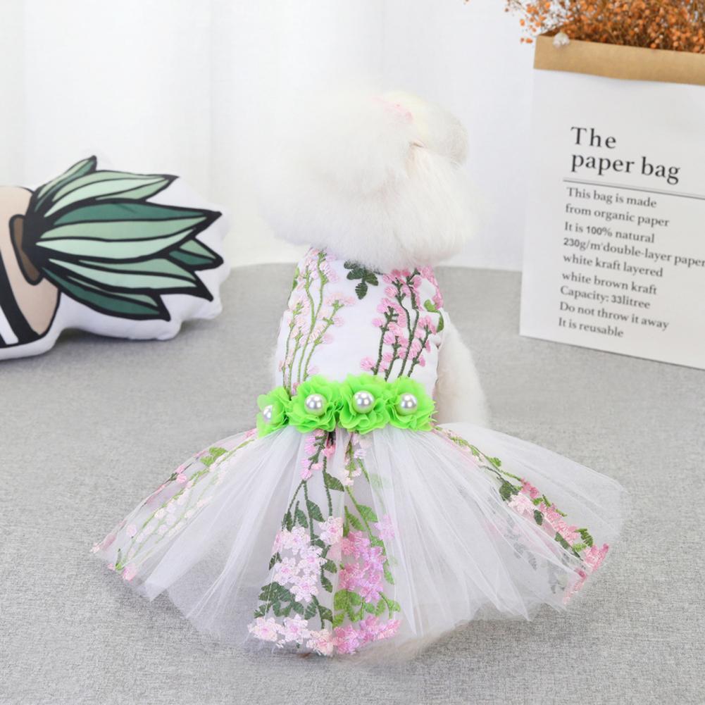 Cute Dog Clothing Nice-looking Universal Dog Skirt Dog Wedding Leafy Flower Clothing for Pomeranian Pet Skirt