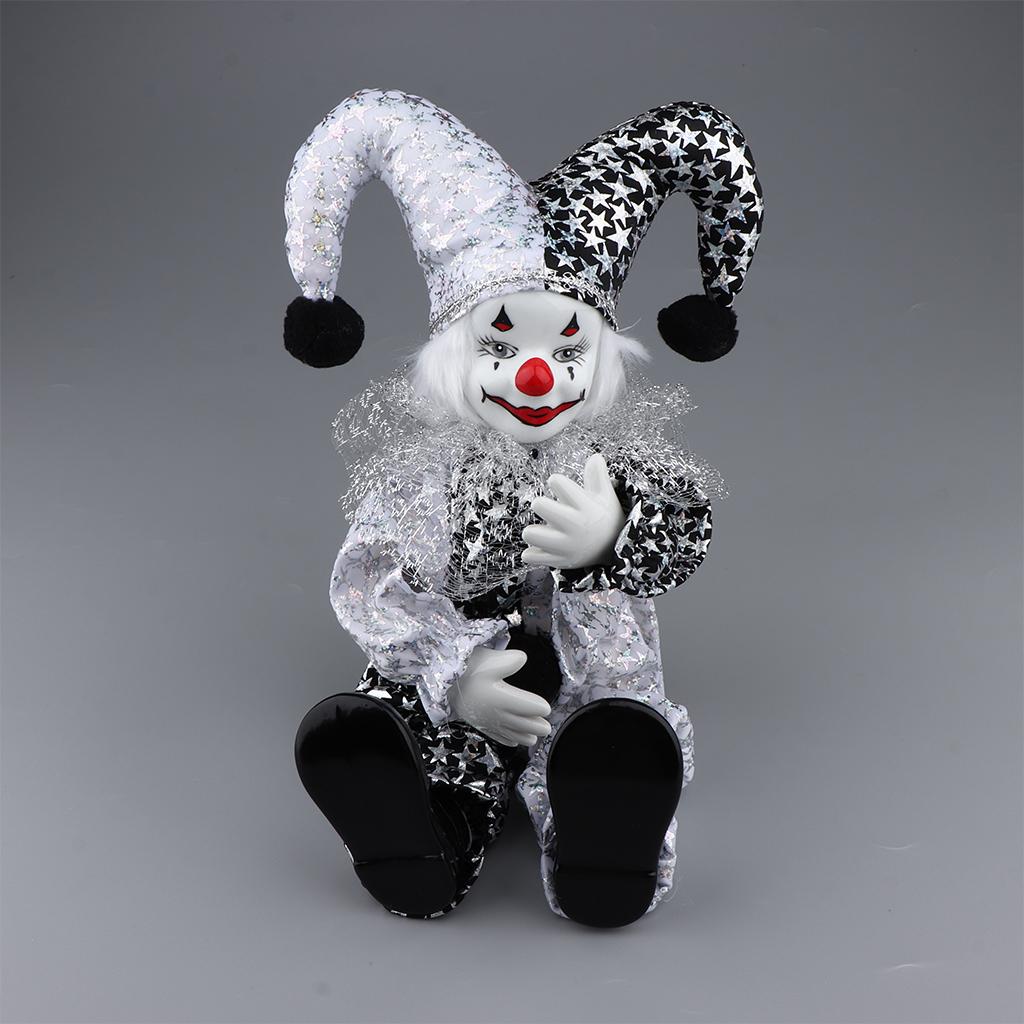 Muñeca de arlequín de Porcelana Vintage con pies colgantes, muñeca de circo, C