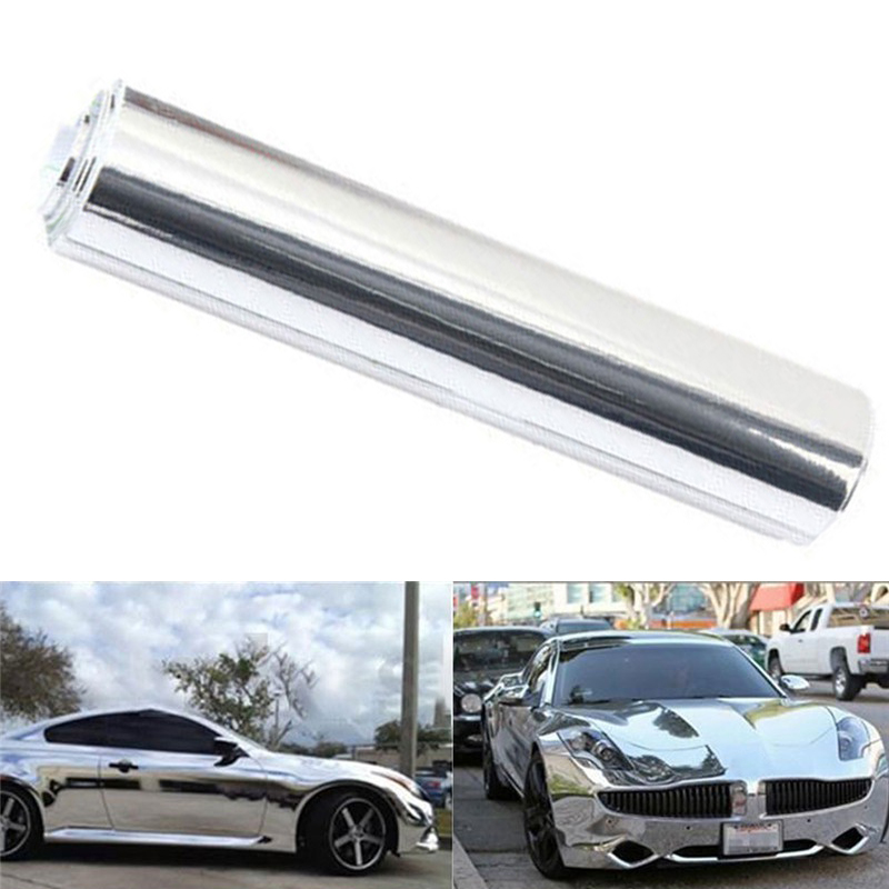 Autoadhesivo PVC plata cromo espejo vinilo envoltura pegatina de pared pegatina protegida UV alta adherencia 20*152cm pegatina estilo automático
