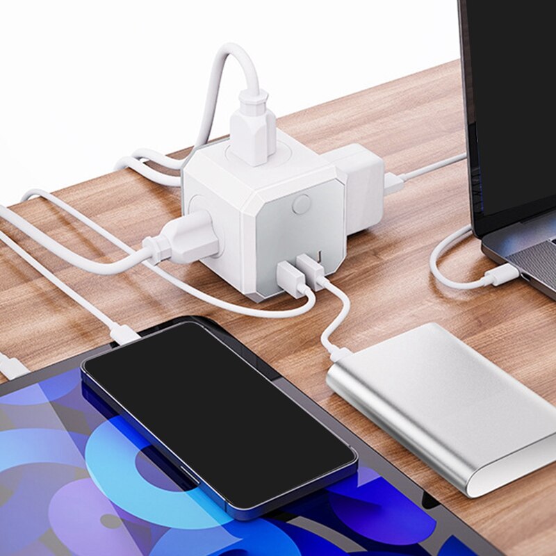 Power Strip with USB 1.8M Extension Cable, USB with 3 Sockets and 3 USB Ports, Portable , US Plug