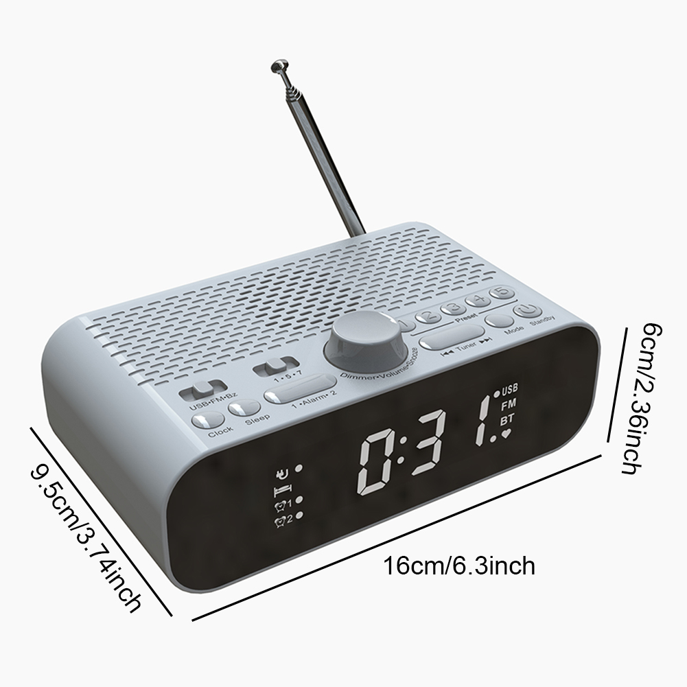 Przenośne radio FM Głośnik Bluetooth 5.0 Odtwarzacz MP3 z wyświetlaczem LED Radio cyfrowe Obsługa dysków U Podwójny budzik Automatyczne wyłączanie Timer: Default Title