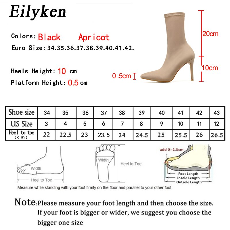 Eilyken kvinnor stövlar stretch tyg mid-calf boots spetsig tå kvinnor booties kvinnor skor vår höst
