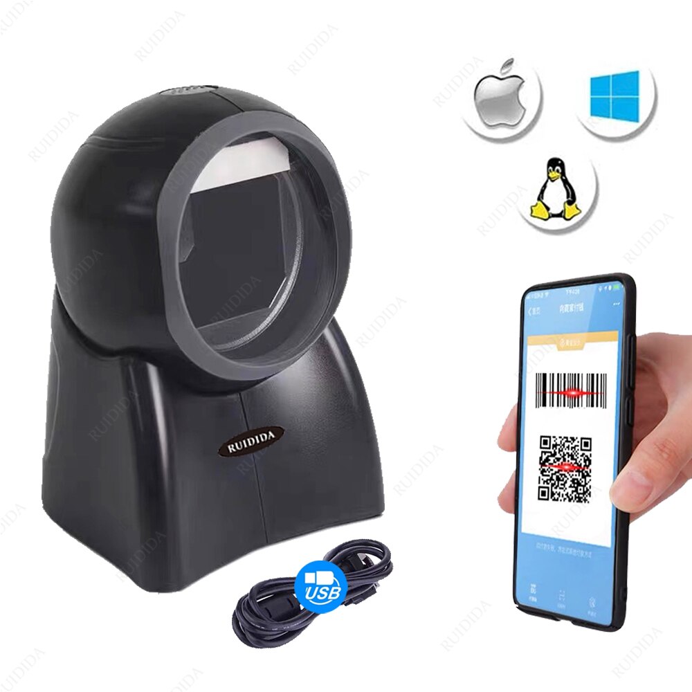 Lettore Desktop a mani libere Scanner di codici a barre piattaforma 2D 1D Scanner di codici a barre USB a induzione automatica Scanner di codici qr omnidirezionale