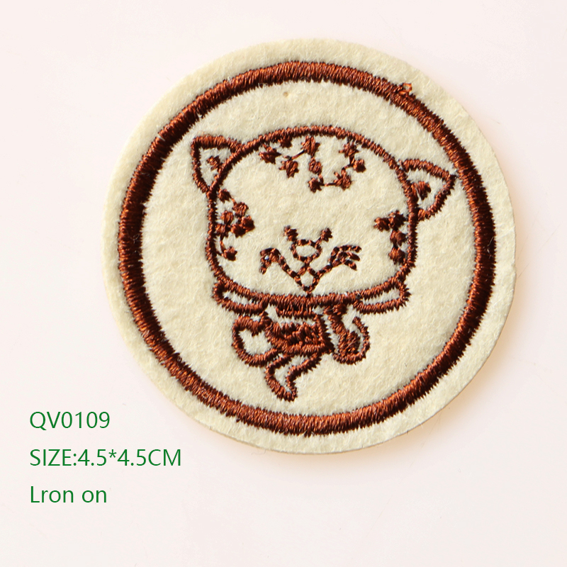 Leuke Hond, Kat, smiley Ronde Icoon Geborduurde Ijzer Op Patches Voor Kleding Diy Strepen Kleding Patchwork Sticker Custom Badges: QV0109