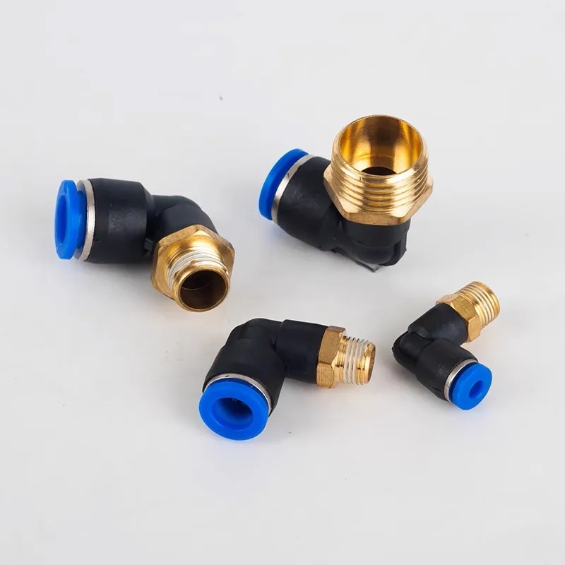 20/50/100PCS Pneumatic Air Connector PL 4 6 8 10 12mm Thread 1/8 1/4" 3/8" 1/2" Trachea Elbow Air Fittings Hose Quick Connecto