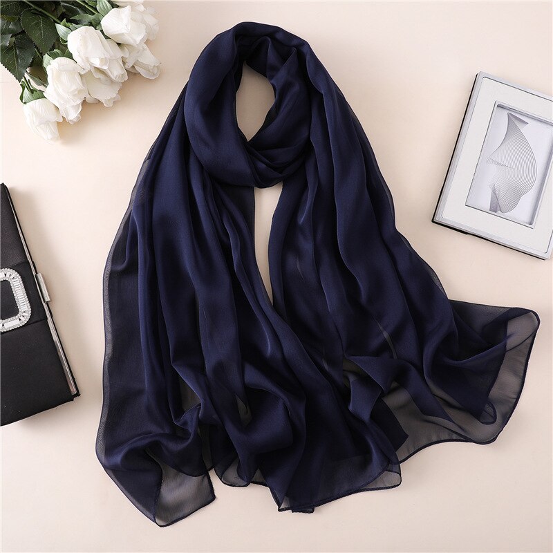 2022 Brand Women Scarf Solid Summer Silk Scarves Lady Shawl Wrap Large Size Beach Stoles Pashmina Foulard Hijab