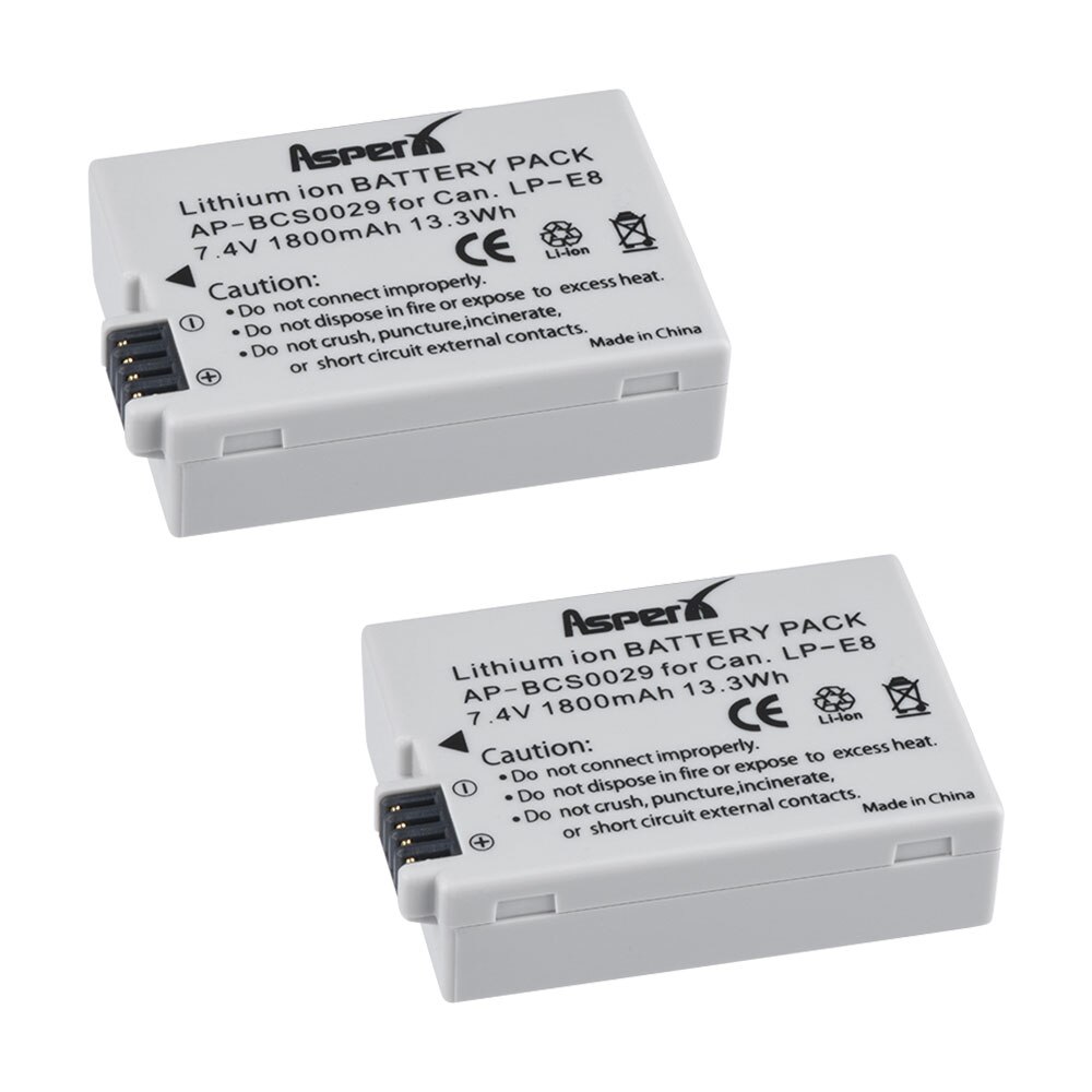 4Pcs 1800mAH LP-E8 LPE8 LP E8 Battery Batterie AKKU + LCD Dual Charger for Canon EOS X4 X5 X6i X7i T2i T3i 550D 600D 650D 700D: 2 Batteries