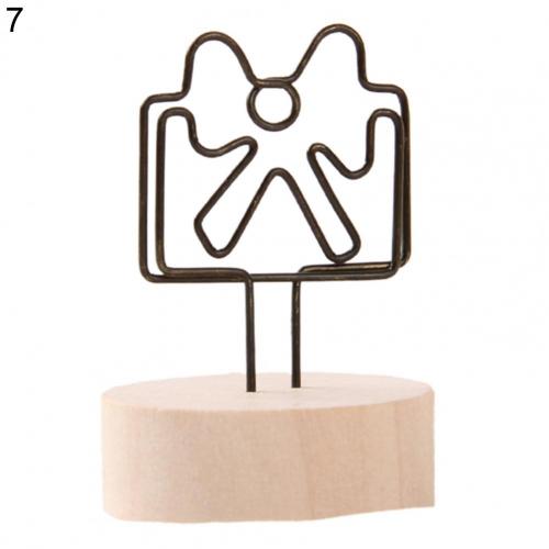 Lightweight Durable Metal Photo Clips Wooden Base Photo Holder Compact for Dorm: 7