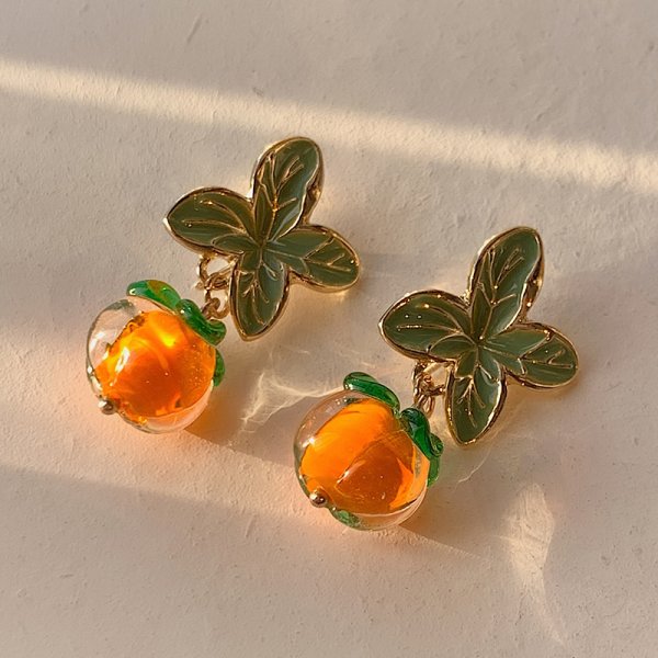 Boucles d'oreilles coréennes à Double cœur pour femmes, doux, blanc, vert, asymétriques, amour, déclaration, bijoux de fête pour filles,: orange