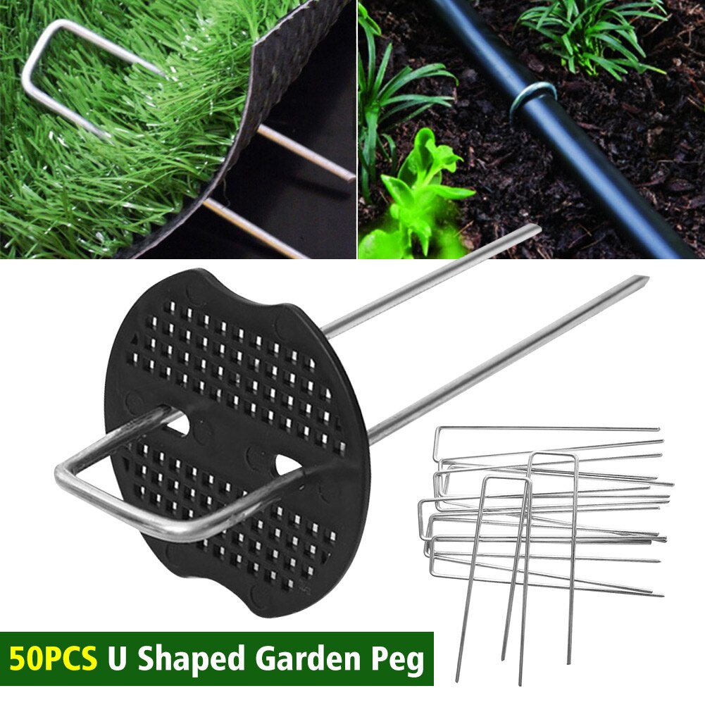 Anchoring Galvanized Steel For Netting Landscaping Garden Peg Reusable Fixing U Shaped Pin Ground Stake Adjustable Width Lawn