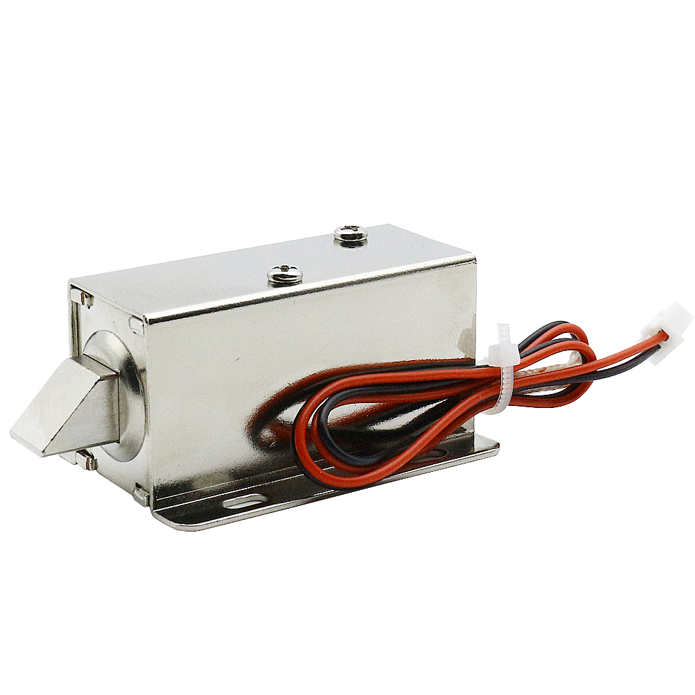 Litet  dc12 v 24v elektroniskt bultlås mini elektriskt lås dörrlås järnskåpsdörr elektromagnetiskt lås elmätarboxlås: Guld-