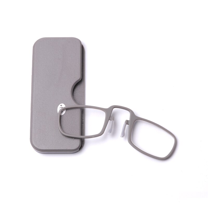 COLOUR_MAX Mini Leesbril Mannen Vrouwen Neus Clip Reader Met Case Eyewear + 1.5 2.0 2.5: +250 / Gray