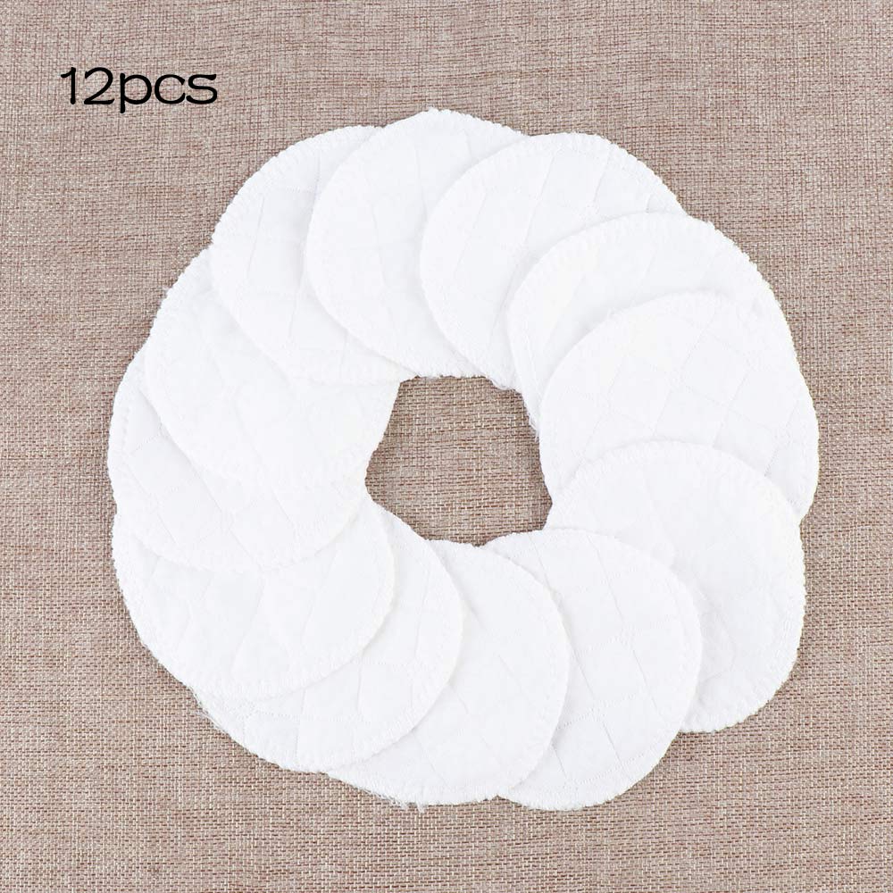 12Pcs Reusable Nursing Breast Pads Washable Soft Absorbent 3 Layers Pure Cotton Anti-overflow Baby Breastfeeding Pad: Default Title