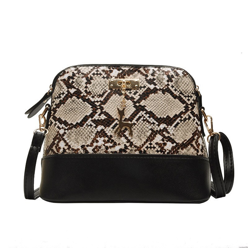 Smooza Vrouwen Tas Schoudertas Voor Vrouwen Mode Lederen Tas Serpentine Handtas Dames Casual Crossbody Tas: Brown