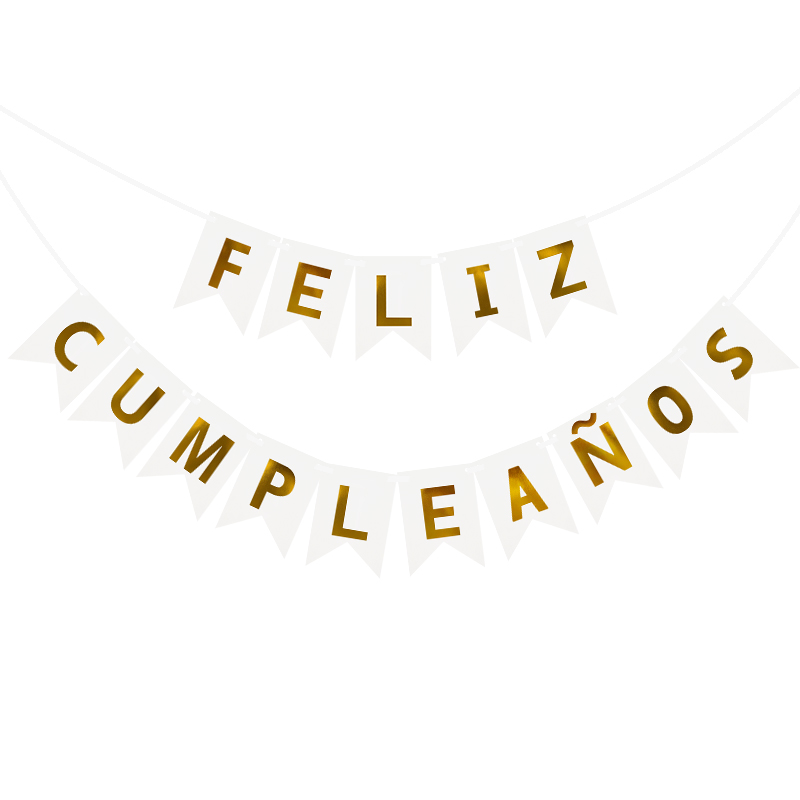 1 sett spansk gratulerer med dagen Bunting banner brev feliz cumpleaños papir krans bursdagsfest hengende flagg dekorasjon forsyning: B07