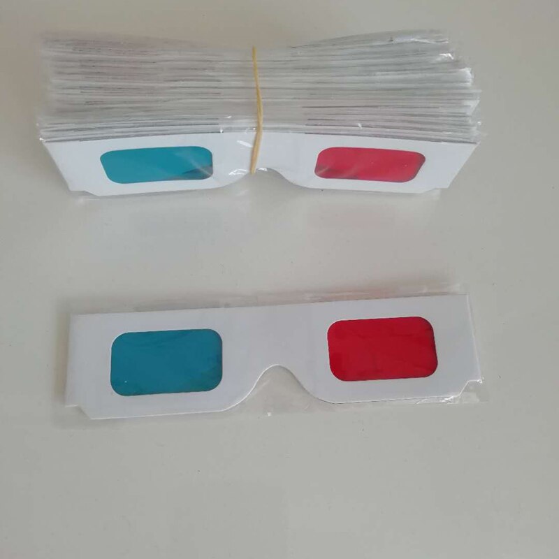Universal 10 Pairs * Paper 3D Glasses View Anaglyph Red & Blue Frame Glasses For Movie Video EF