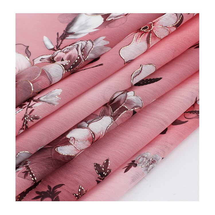 Fashionable plum pattern printed chiffon fabric, soft high-end chiffon tulle dress shirt fabric,