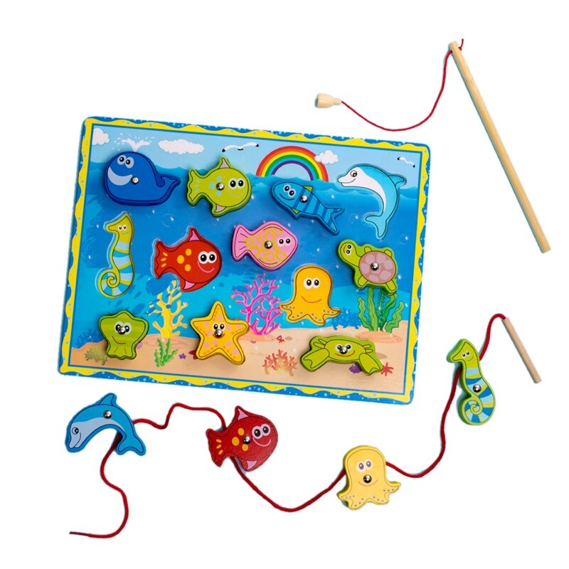 Magnetische Fishing Game Educatief Basic Vaardigheid Ontwikkeling Speelgoed Houten Bad Vloer Puzzel Vis Speelgoed Voor Kinderen Peuters: Default Title