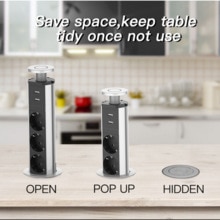 EU Plug Desktop Lifting Socket Embedded Home Office Telescopic 2USB 3 Power 220v 16a Table Hidden Pull Up Sockets