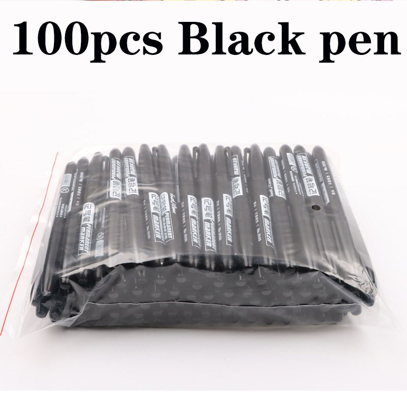 100Stck/einstellen dauerhaft Marker Stift Feine Punkt Wasserdicht dünn Feder Rohöl Feder Schwarz Blau verrotten 1,5mm Verwenden für Glas, leder, Holz, stahl: 100Stck Schwarz