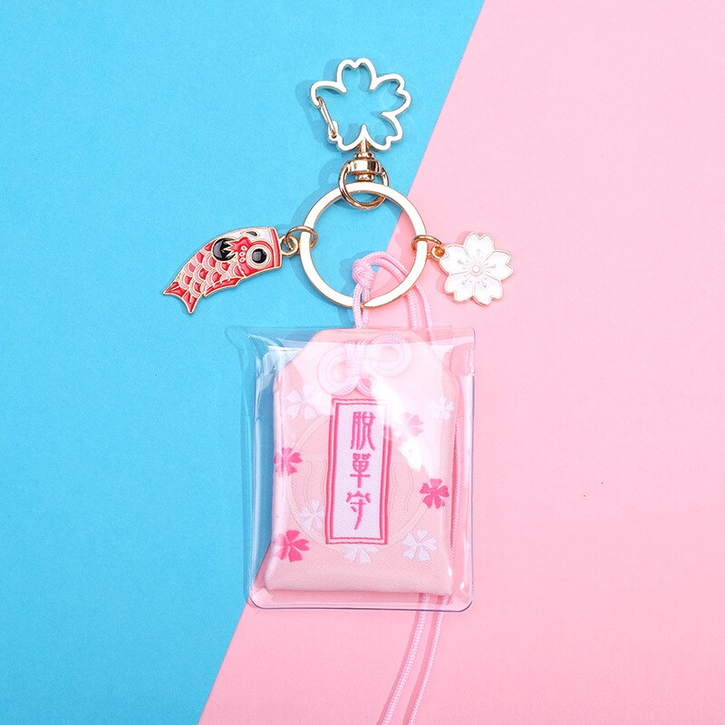 Japanese Culture Cherry Blossoms Pray Fortune Beauty Health Safe Wealth Bag Pendant Keychain Mascot Best Wish Family Friend: find a lover pink