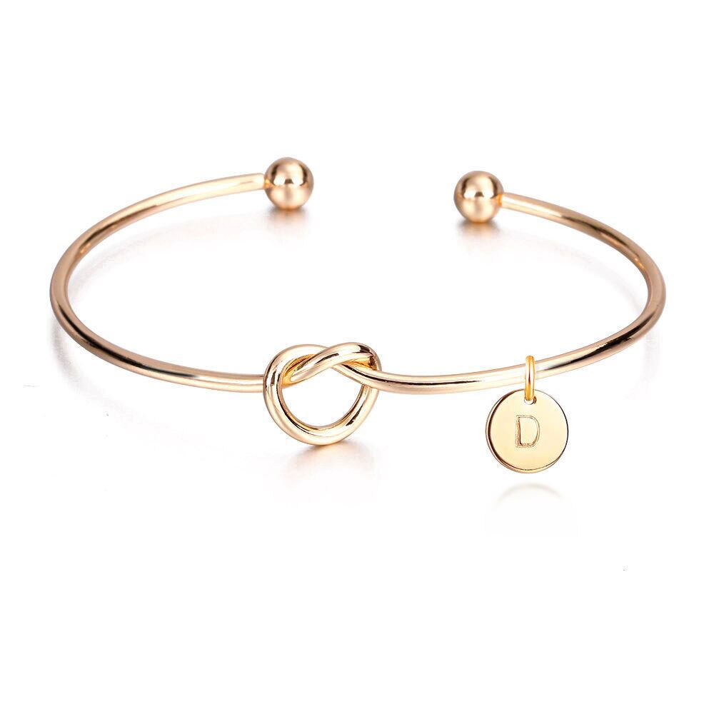 Bracelets Bangles Zinc Alloy Minimal Metal Knotted Bracelet Letter Open Bracelet Jewelry Accessories Christmas Jewelry: Gold D