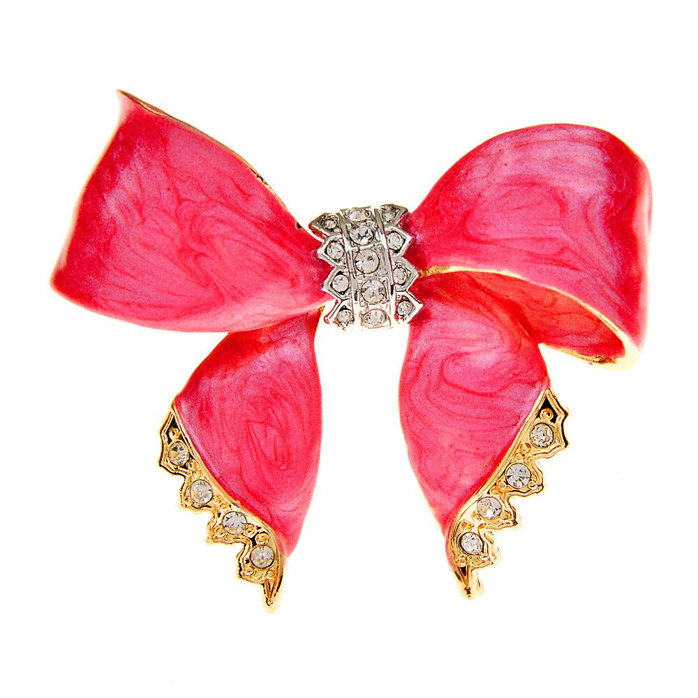 Cindy Xiang Grote Strik Broches Voor Vrouwen Blauw En Roze Kleur Pin Strass Drie-Dimensionale Boog Sieraden: pink