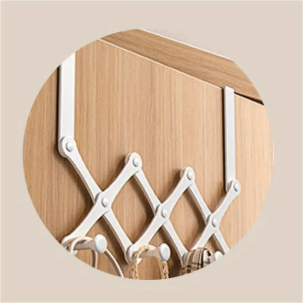 4/5/ 6 Hooks Modern Metal Door Hooks Foldable Storage Rack No need to drill holes, space saving door hooks for coats, bags: XXL / WHITE