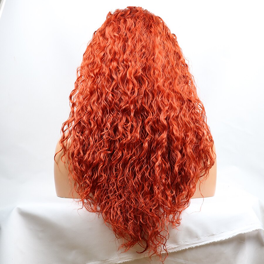 Natural Hairline Red Orange Lace Front Wig for Women Long Natural Synthetic Hair Replacement Heat Resistant Synthetic Wigs