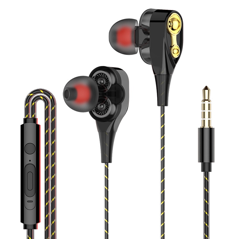 Dual Drive Stereo earphone In-ear Headset Earbuds Bass Earphones For iPhone huawei Xiaomi 3.5mm earphones With Mic: Black