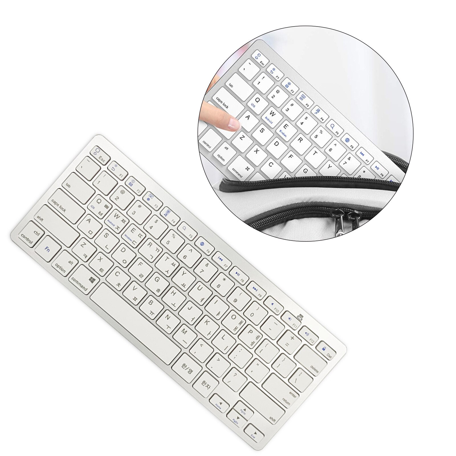 Mini Korean and English 78 Keys Wireless Bluetooth Keyboard for iOS Android, Cable-Free