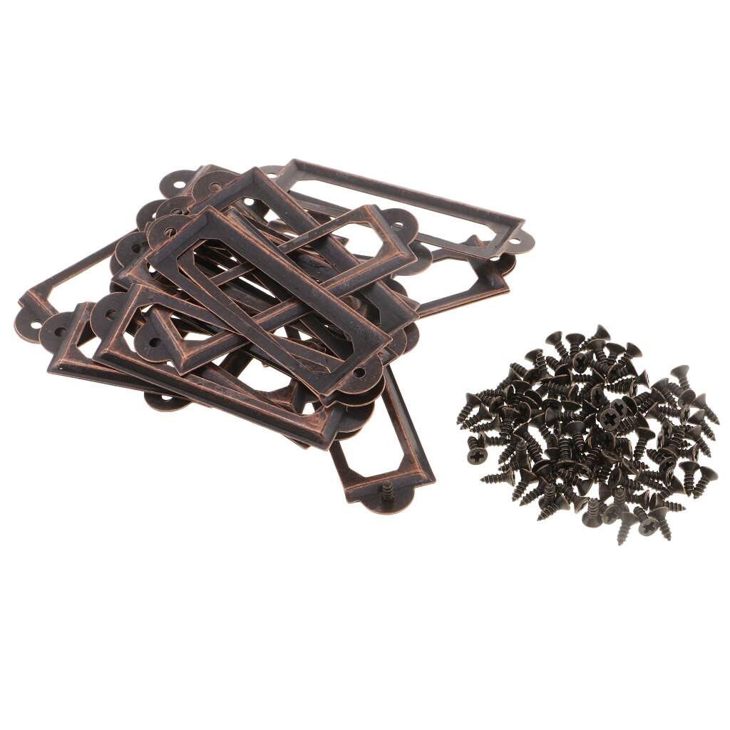 20pcs Label Frame 59x17mm Filing Cabinet Label Holders Name Tag Card Holder Frames Labels, Indexes Supply: red bronze