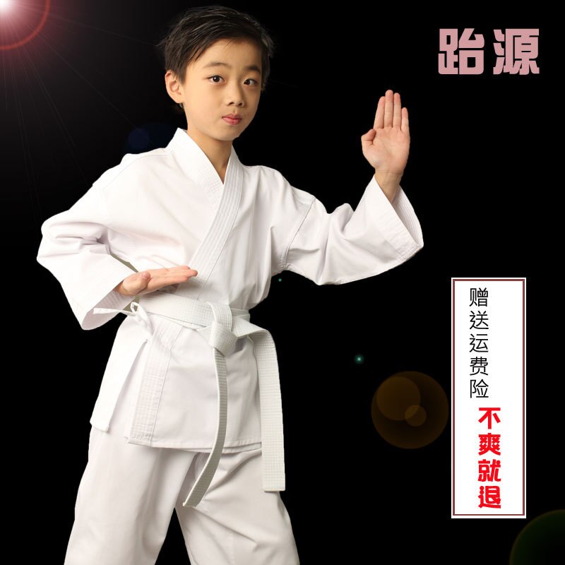 Ropa de Dobok de Taekwondo para niños y adultos, uniformes de Karate, traje de Taekwondo, cinturón blanco Unisex de manga larga