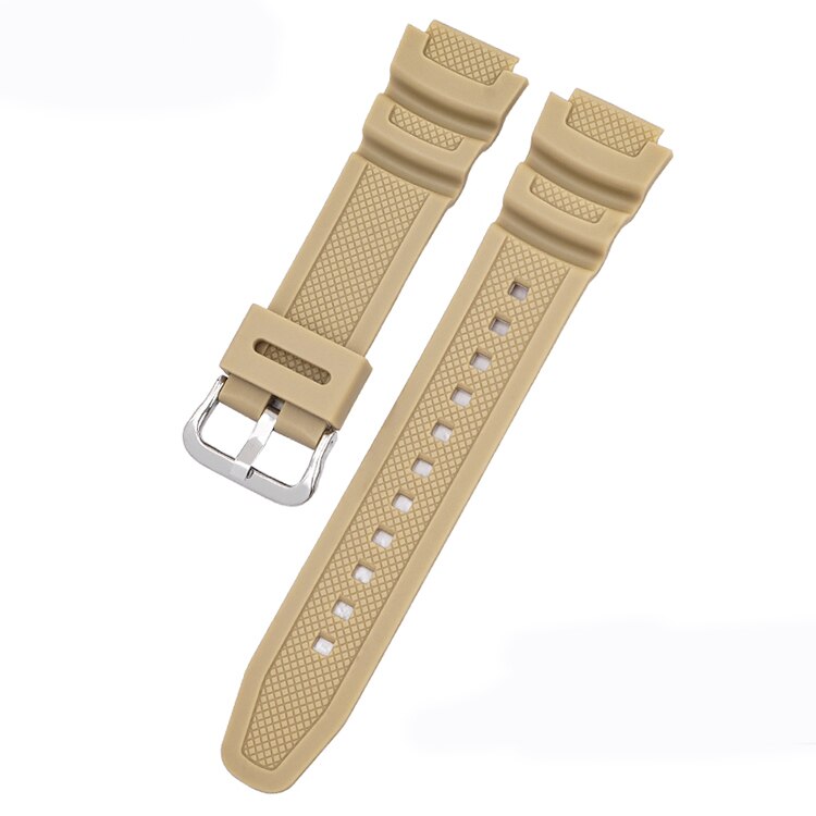 Replace applicable Casio Watch Strap ae-1000w / aq-s810w watch strap with 18mm convex rubber strap: Kakki-silver
