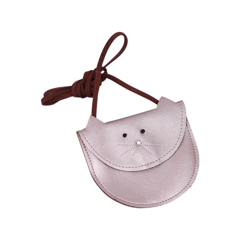Sac à bandoulière en cuir pu pour enfants et filles, joli sac à main avec motif chat