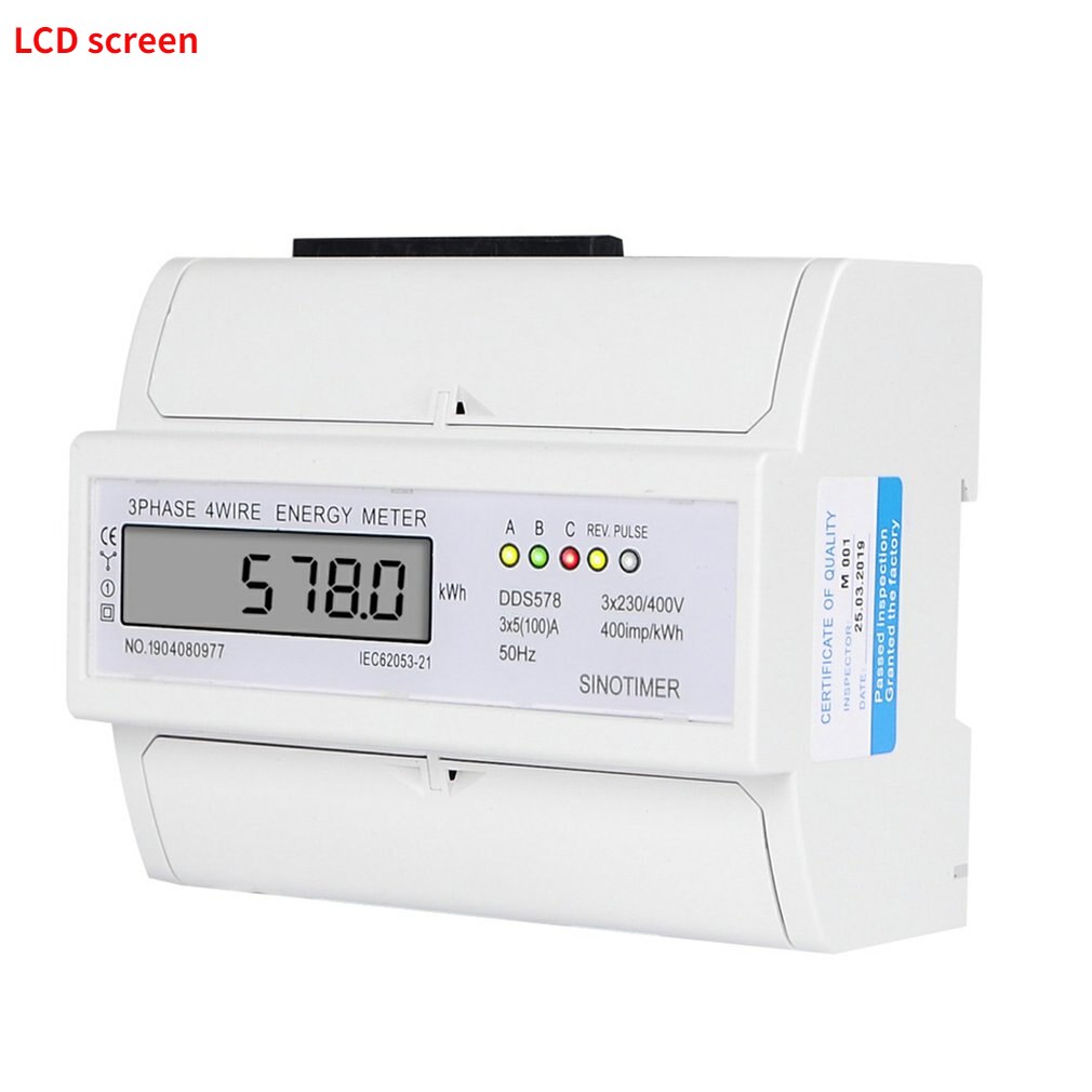 DIN Rail Mount AC 380V 5-100A Three Phase 2 Wire Digital Power Meter Electricity Cost Measuring Meter: DDS578