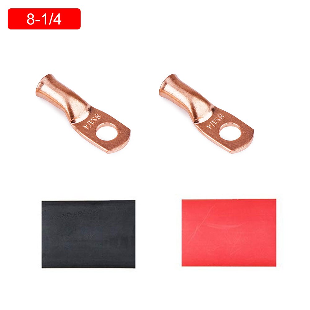 2Pcs=1lot Red copper Lugs Ring Battery Soldered Terminals M6/M8/M10 Bare Cable Electric Crimp Wire Connectors Kit: 8AWG M6