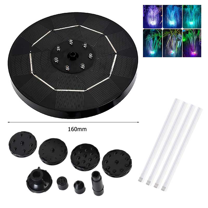 Solar Water Fountain Pool Pond Waterfall Fountain Garden Decoration Solar Powered Fountain Pump Floating Water Outdoor Bird Bath: 3.5W Black RGB