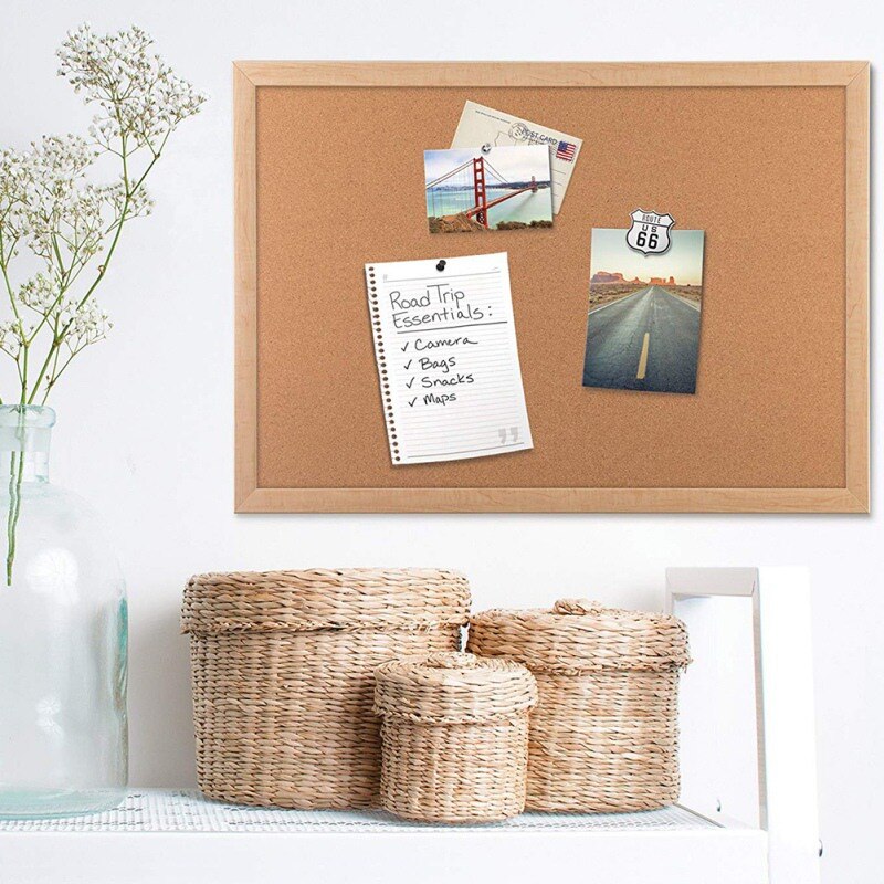 Cork Wood Wall Hanging Message Bulletin Board Frame Notice Note Memo Board for Home Office Shop School Photo Background