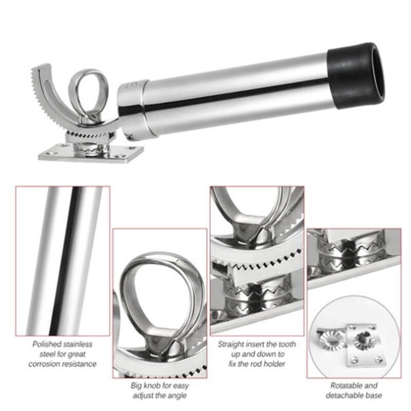 316 Stainless Steel Fishing Rod Holder Yacht Fishing Rod Holder Marine Movable Fishing Rod Holder