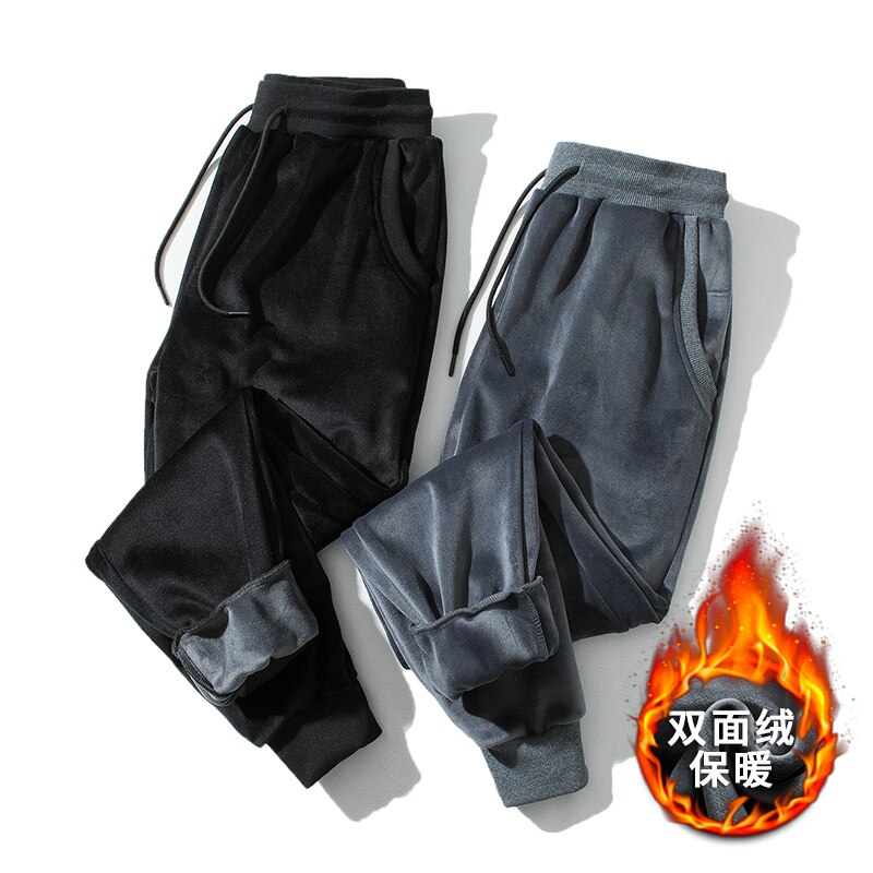 Winter Warm Fleece Jogging Broek Mannen Casual Slim Fit Broek Dikker Lam Fluwelen Joggingbroek Mannelijke Streetwear