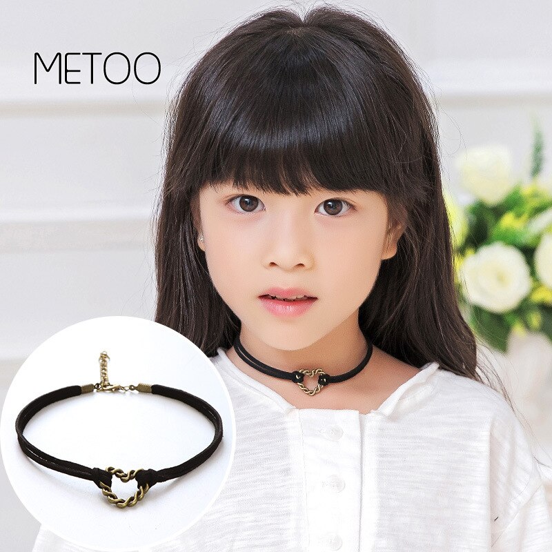 METOO 11pcs Dei Monili Delle Ragazze per I Bambini Nero Della Collana Multi Strato di Pizzo Catene Choker Della Collana Per Bambini Gotico Stretch Gioielli Bambino