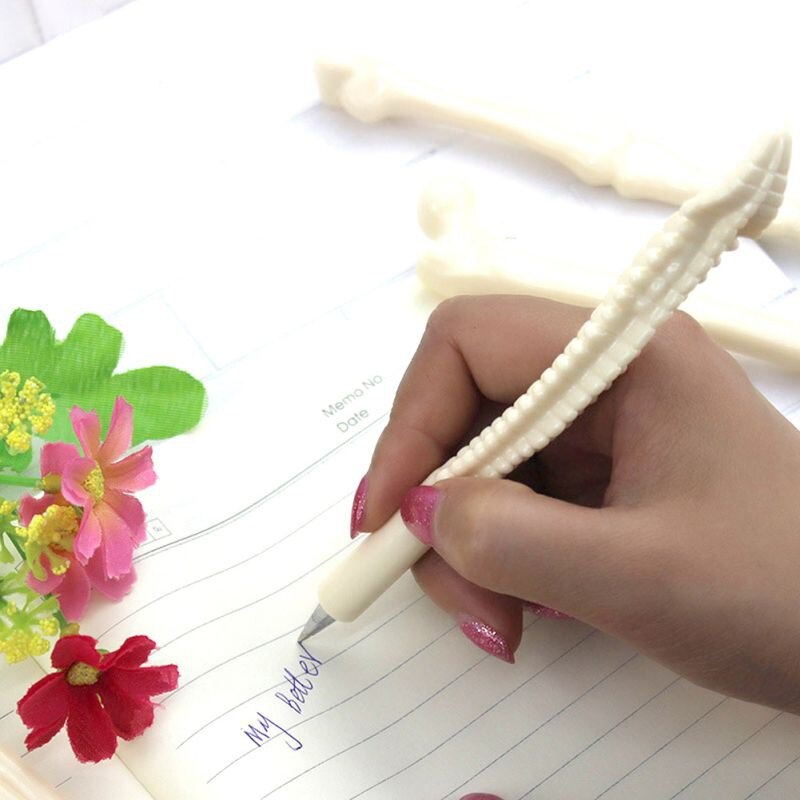 5 stks/partij Balpen Bone Vorm 0.7mm Schrijven Balpennen Blauwe Inkt Refill pen School Kantoorbenodigdheden levert