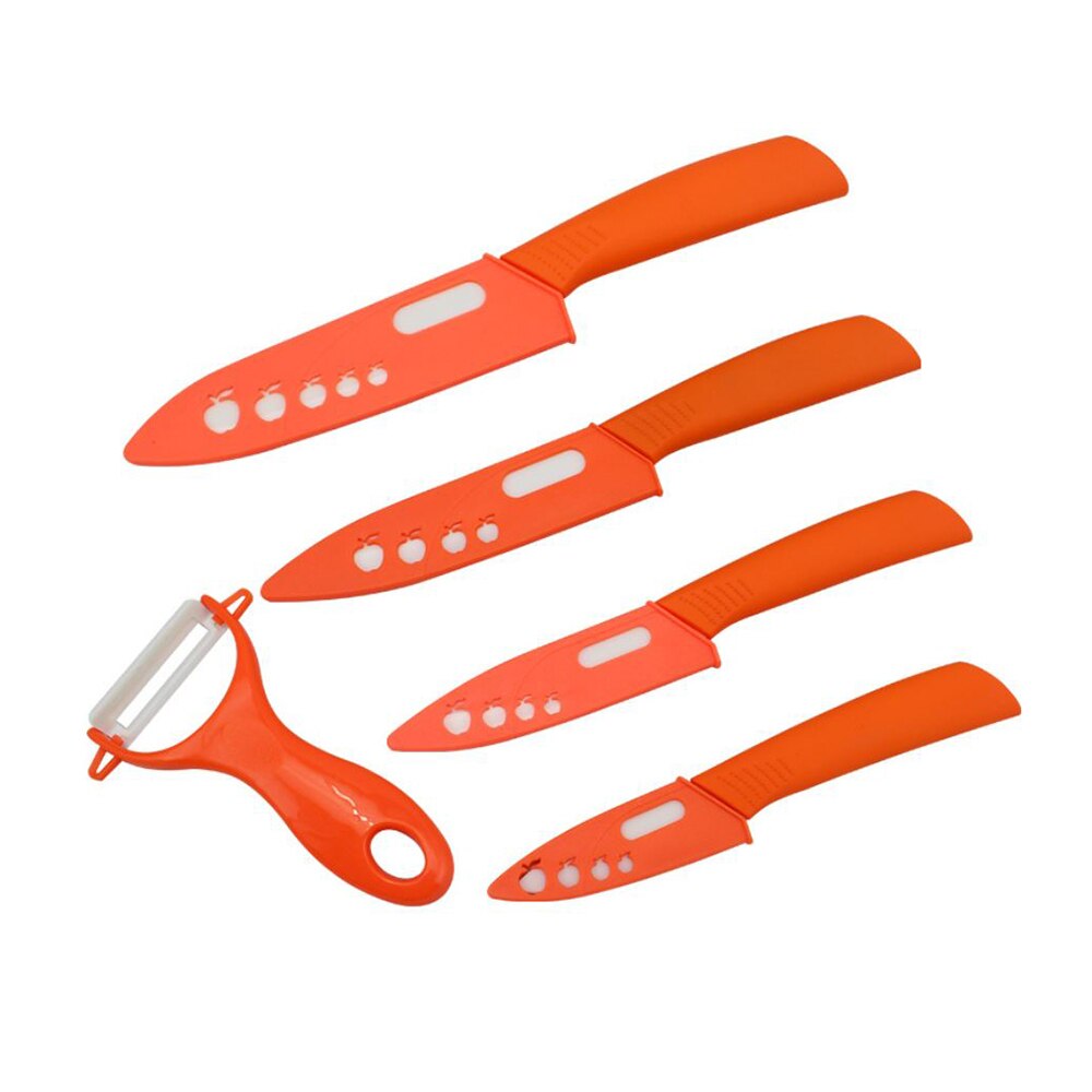 Ceramic Knife Set 3 4 5 6 inch Kitchen Knife Set Fruit Vegetable Utility Slicing Zirconium White Blade Chef Knives: Orange