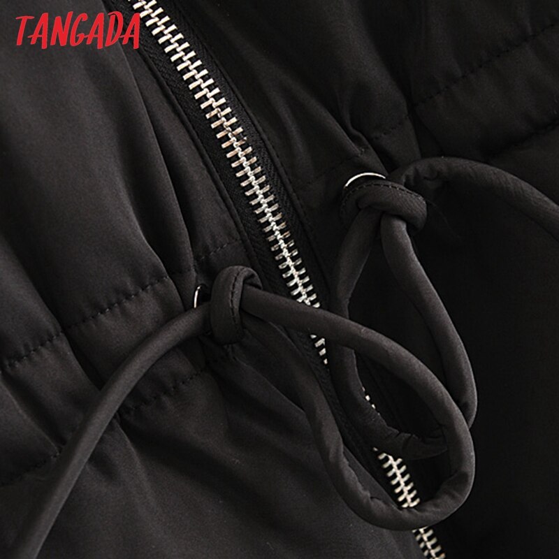 Tangada-cagoule surdimensionnée pour femmes kaki, fermeture éclair, capuche surdimensionnée, et épais, , QN72, Long manteau d'extérieur