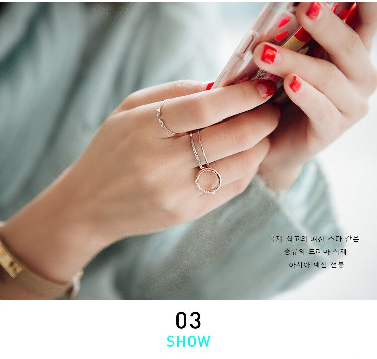 Anillo de boda de estilo coreano para mujer, sortija ajustable, multicapa, cristal puro auténtico, a la