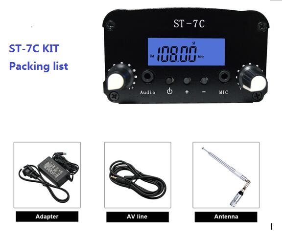 St-7C 7W/1W FM stereo PLL transmitter +Small Antenna + Power supply